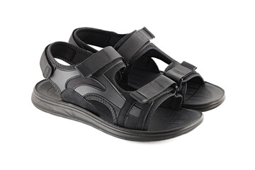Men's black summer sandals with , isolate on a white background
