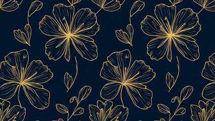 Seamless Floral and Leaf Pattern with Elegant Botanical Design for Fabric or Wallpaper

