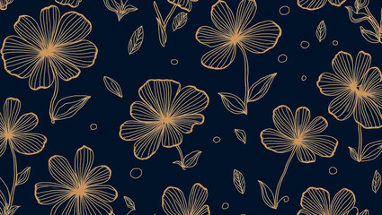 Seamless Floral and Leaf Pattern with Elegant Botanical Design for Fabric or Wallpaper

