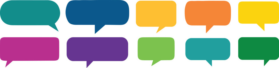 Set of Colored Speech Bubble Pack Templates. Different Speech bubbles for talk, dialogue decoration.