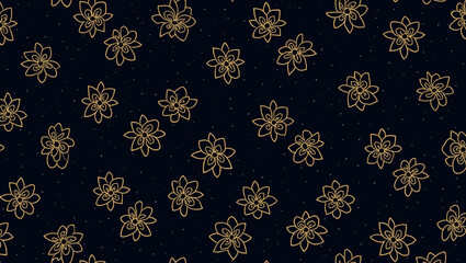 Seamless Floral and Leaf Pattern with Elegant Botanical Design for Fabric or Wallpaper

