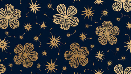 Seamless Floral and Leaf Pattern with Elegant Botanical Design for Fabric or Wallpaper

