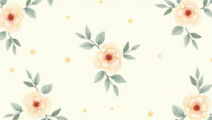 Seamless Floral and Leaf Pattern with Elegant Botanical Design for Fabric or Wallpaper

