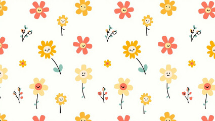 Seamless Floral and Leaf Pattern with Elegant Botanical Design for Fabric or Wallpaper

