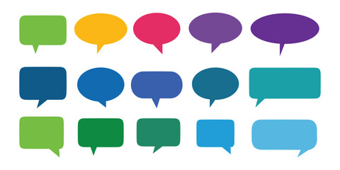 Set of speech bubbles, flat speech bubble and dialogue, communication concept, Speak bubble text, vector set of flat message bubbles