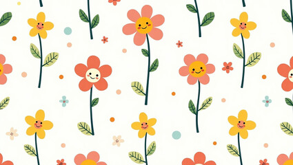 Seamless Floral and Leaf Pattern with Elegant Botanical Design for Fabric or Wallpaper

