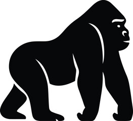 Obraz premium Silhouette gorilla ape primate wildlife standing strong vector illustrator