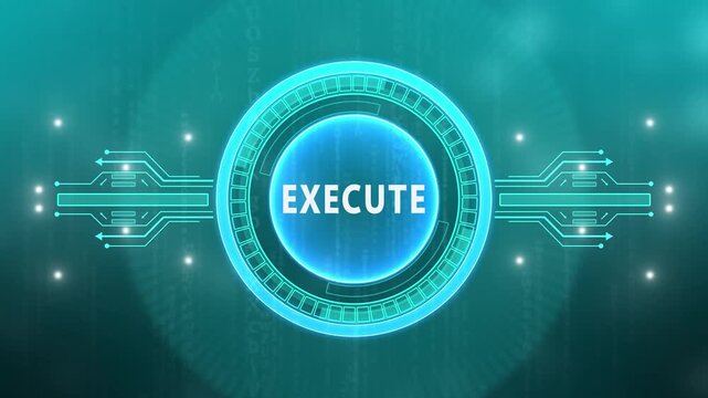 The concept of business, technology, the Internet and the network. Virtual screen of the future the inscription: Execute. technology background with Cyberspace HUD elements animation.