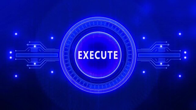 The concept of business, technology, the Internet and the network. Virtual screen of the future the inscription: Execute. technology background with Cyberspace HUD elements animation.
