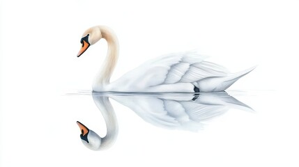 Obraz premium Elegant Swan Gliding Across Calm Water Reflection
