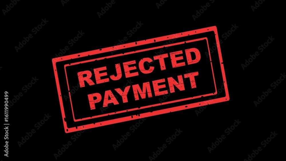 Poster video animation rubber stamp rejected payment text concept icon, on a transparent background with al