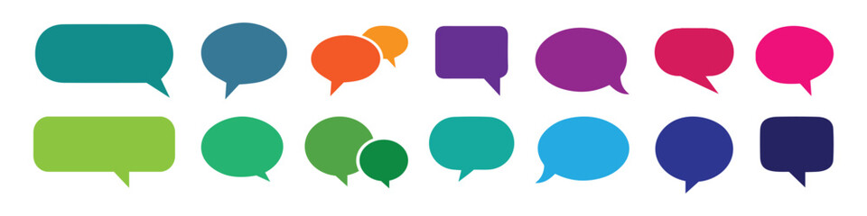 Flat speech bubble and dialogue set vector. Speech balloon, frames, message bubbles, chat bubbles or dialog boxes on white background