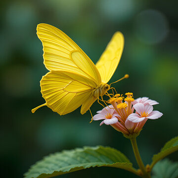 phoebis sennae cloudless sulphur butterfly sipping nectar from ixora flowers