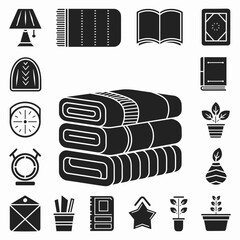 Vector icon sheet of stacked blankets and cozy items – Ideal for home comfort branding, interior decor graphics, or seasonal campaigns
