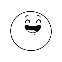 Joyful Emoji Smiling Wide. A cheerful white round illustration with an expansive grin, radiating pure happiness. This expressive character symbolizes good mood and amusement.