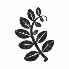 Icon sheet of organic leaf spine design in minimal black and white