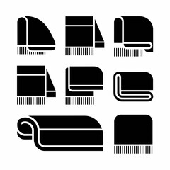 Simple black and white blanket icon sheet with folds – Perfect for minimalist interior themes, soft furnishing promotions, or comfort concepts