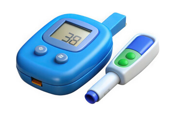 Blue glucose meter isolated on transparent background