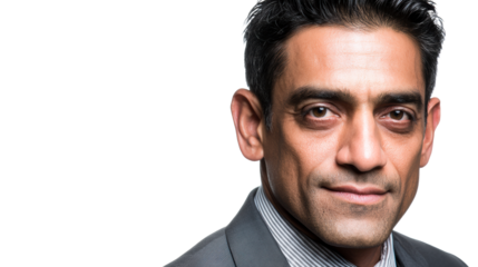 Man in formal attire on transparent background