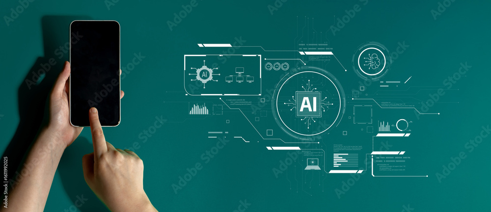 Poster ai interface showing how artificial intelligence powers systems. ai artificial intelligence transfor