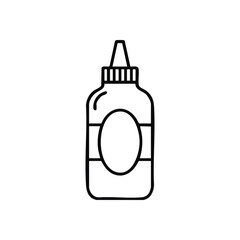 Condiment Squeeze Bottle Icon. Minimalist outline of a classic food dispenser, ideal for sauces, ketchup, or mustard. This simple graphic represents culinary ease, quick flavor access, and.