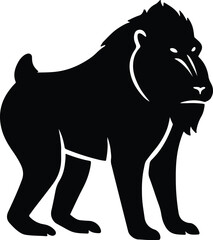 Silhouette Mandrill monkey standing walking vector illustrator