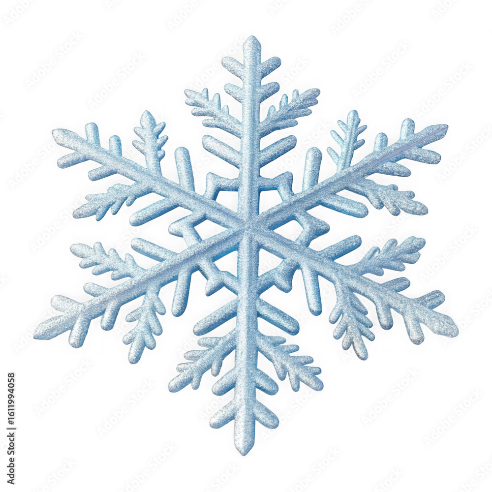 Poster a detailed intricate snowflake ornament with delicate icy branches 3d rendering isolated on transpar