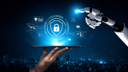 AI artificial intelligence strengthens cybersecurity with intelligent threat detection, virtual...