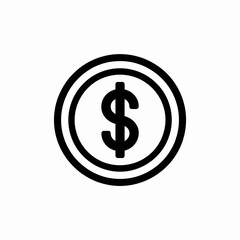 Dollar Coin Icon  Money Currency Symbol Vector in Circle