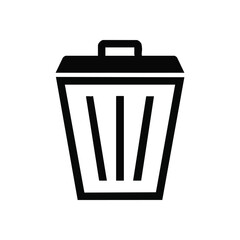 Digital Waste Bin Icon. An essential graphic illustrating a refuse container. This simple design conveys actions like removal, discarding data, or promoting environmental efforts.