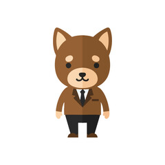 Professional Dog Character Illustration. A delightful digital artwork showcasing an adorable furry companion adorned in a smart business ensemble. It represents sophistication and corporate charm.