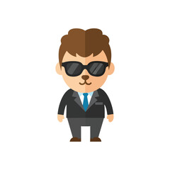 Business Character with Sunglasses. Professional animal mascot wearing formal attire and dark shades. It symbolizes competence, discretion, and a friendly corporate identity.