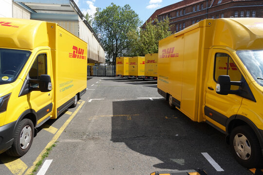 DHL Delivery Vans In Berlin, Germany