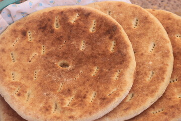 Khobz Close Up, Traditional Moroccan Bread