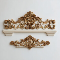 Elegant Gold and White Ornate Wall Decor Two-Piece Set for Classic Interior Design