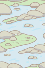 Tranquil Woodland Stream with Smooth Stones and Greenery nature water