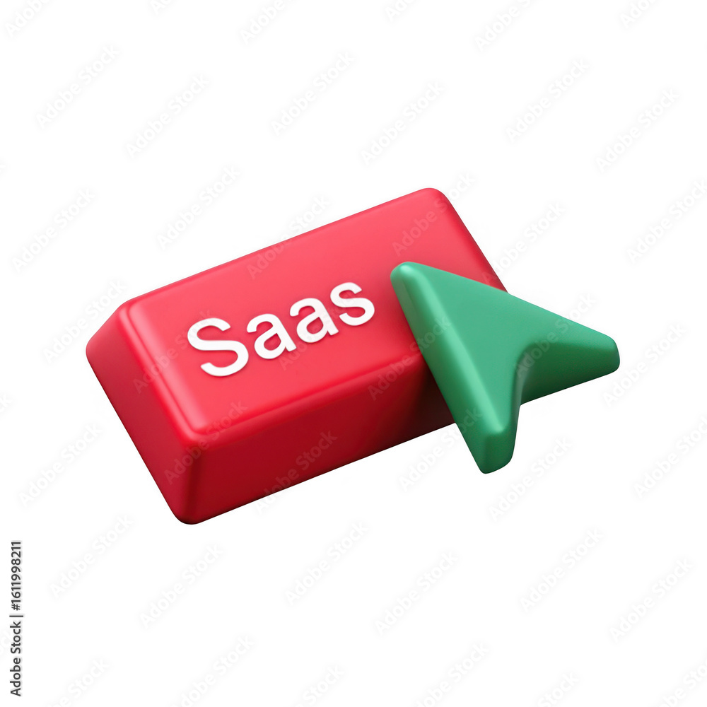 Poster 3d saas key and cursor icon isolated on transparent background