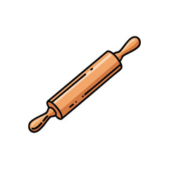 Classic Wooden Rolling Pin Icon. Charming illustration of a traditional dough roller. Perfect for culinary themes, representing home baking and kitchen warmth.