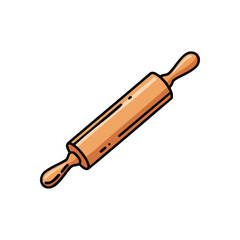 Wooden Rolling Pin Graphic. This illustration features a classic pastry roller, symbolizing home cooking and culinary creativity. Ideal for food, kitchen, and bakery designs.