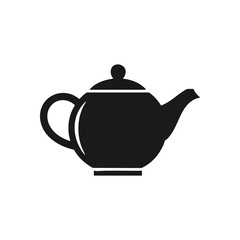 Elegant Black Teapot Icon Design. A refined visual depicts a classic hot drink vessel, symbolizing comfort and a relaxing beverage experience. Ideal for culinary themes.