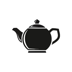 Classic Teapot Graphic Icon. A clean vector design portraying a traditional hot beverage vessel. Evokes feelings of warmth, relaxation, and home comforts.