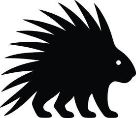 Silhouette porcupine walking simple animal outline vector illustrator