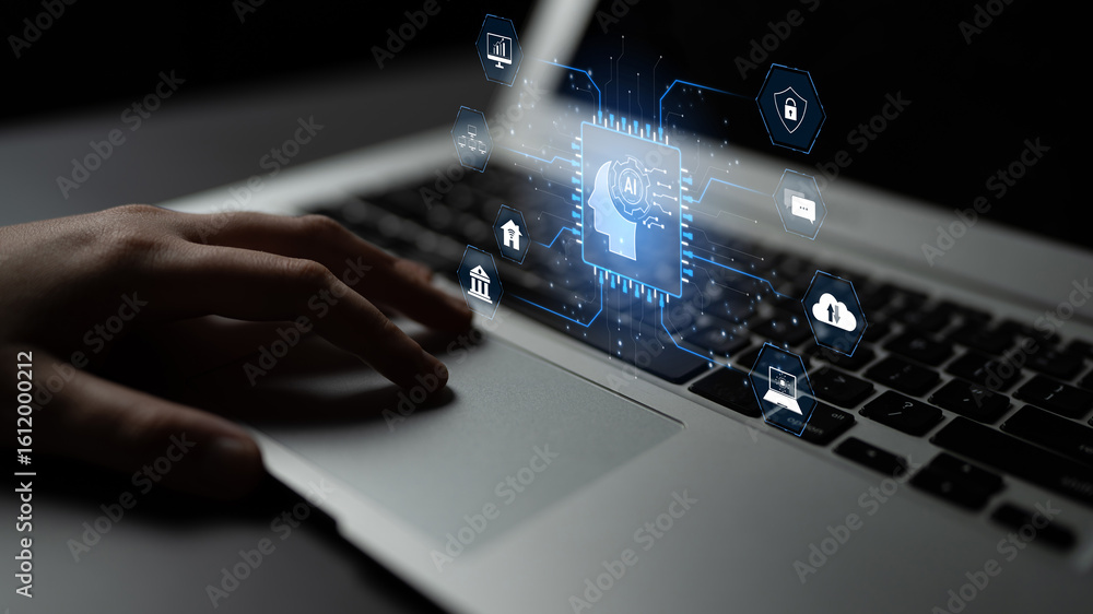 Poster ai system integration connects ai, system, and integration across digital networks to enhance servic