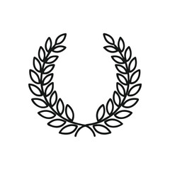 Classic Laurel Wreath Award Icon. This elegant emblem symbolizes triumph, honor, and supreme achievement. A timeless design representing victory, excellence, and success.