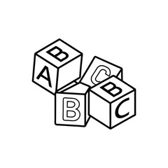 Baby ABC cubes line art icon vector illustration