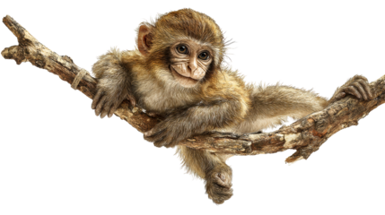 Cute monkey lounging on a branch in a natural setting