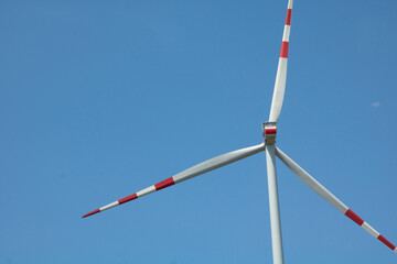 Close-Up of Wind Turbine Blade Against Blue Sky