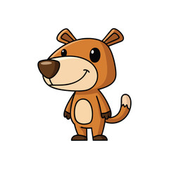 Happy Cute Cartoon Animal Mascot. This delightful animated brown creature features a wide grin on a dark backdrop. Ideal for children's media, playful themes, and cheerful designs, symbolizing joy.