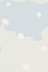 Seashells on a soft blue and beige background beach ocean