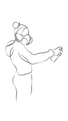 One continuous line drawing on white isolated background. Minimalism linear illustration. person, graffiti, city, spray, woman, female, art, artist, vandalism, lifestyle